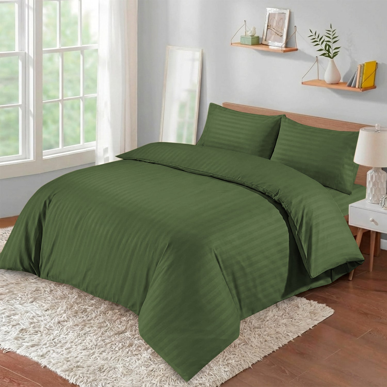 Stripe 4 Piece Bedding Set Duvet Cover, Pillowcases & Fitted Sheet