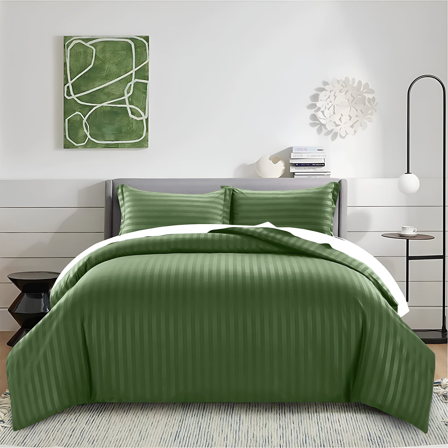 Satin Stripe Duvet Cover Set Luxury Hotel Style Bedding Single Double King Super King Size