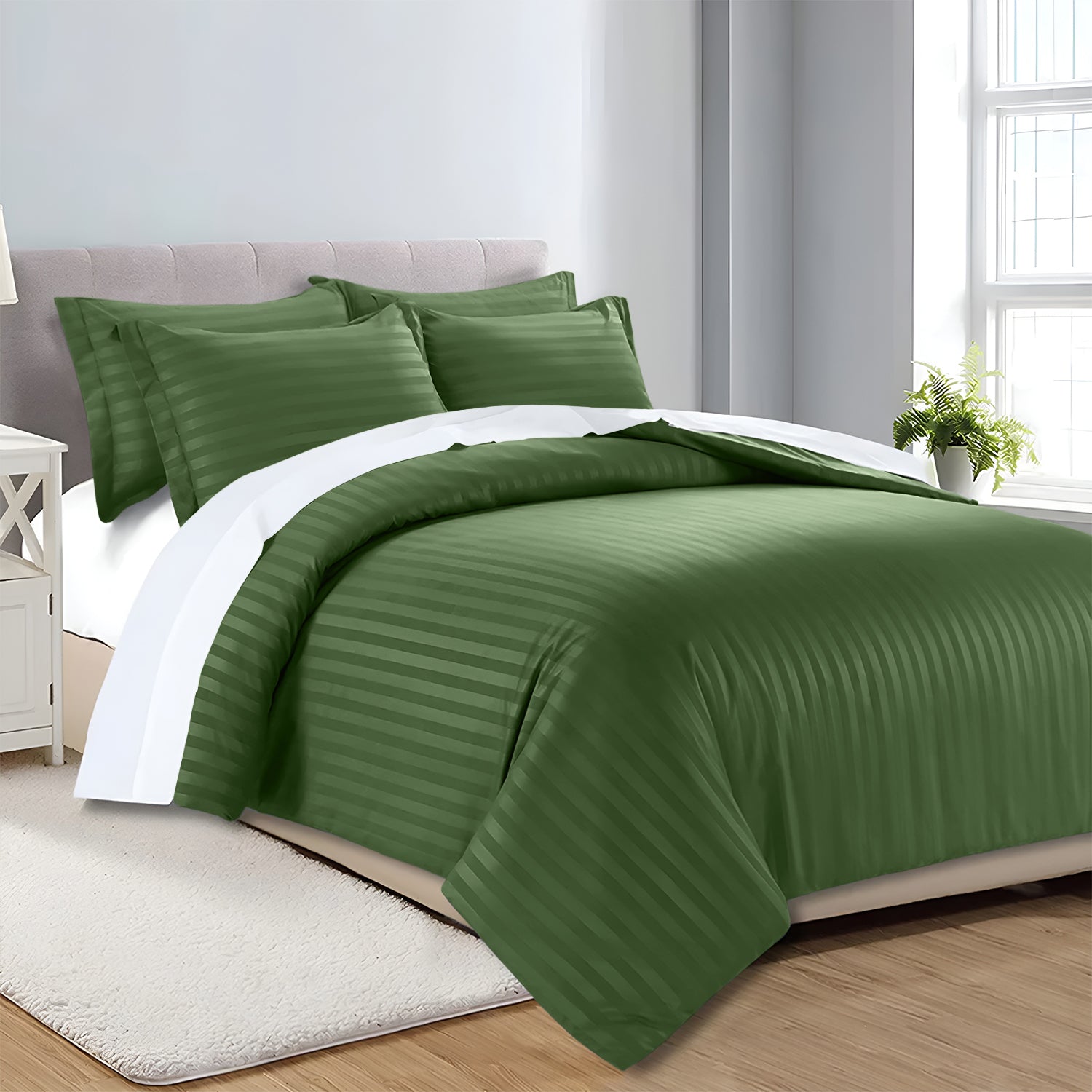 Satin Stripe Duvet Cover Set Luxury Hotel Style Bedding Single Double King Super King Size