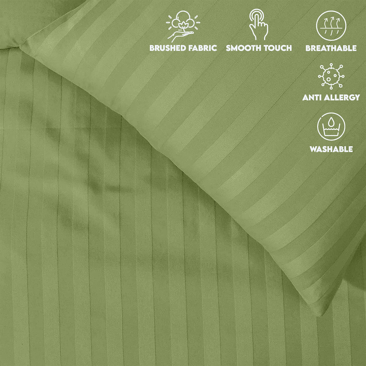 4 Piece Stripe Bedding Set - Duvet Cover, Pillowcases & Fitted Sheet