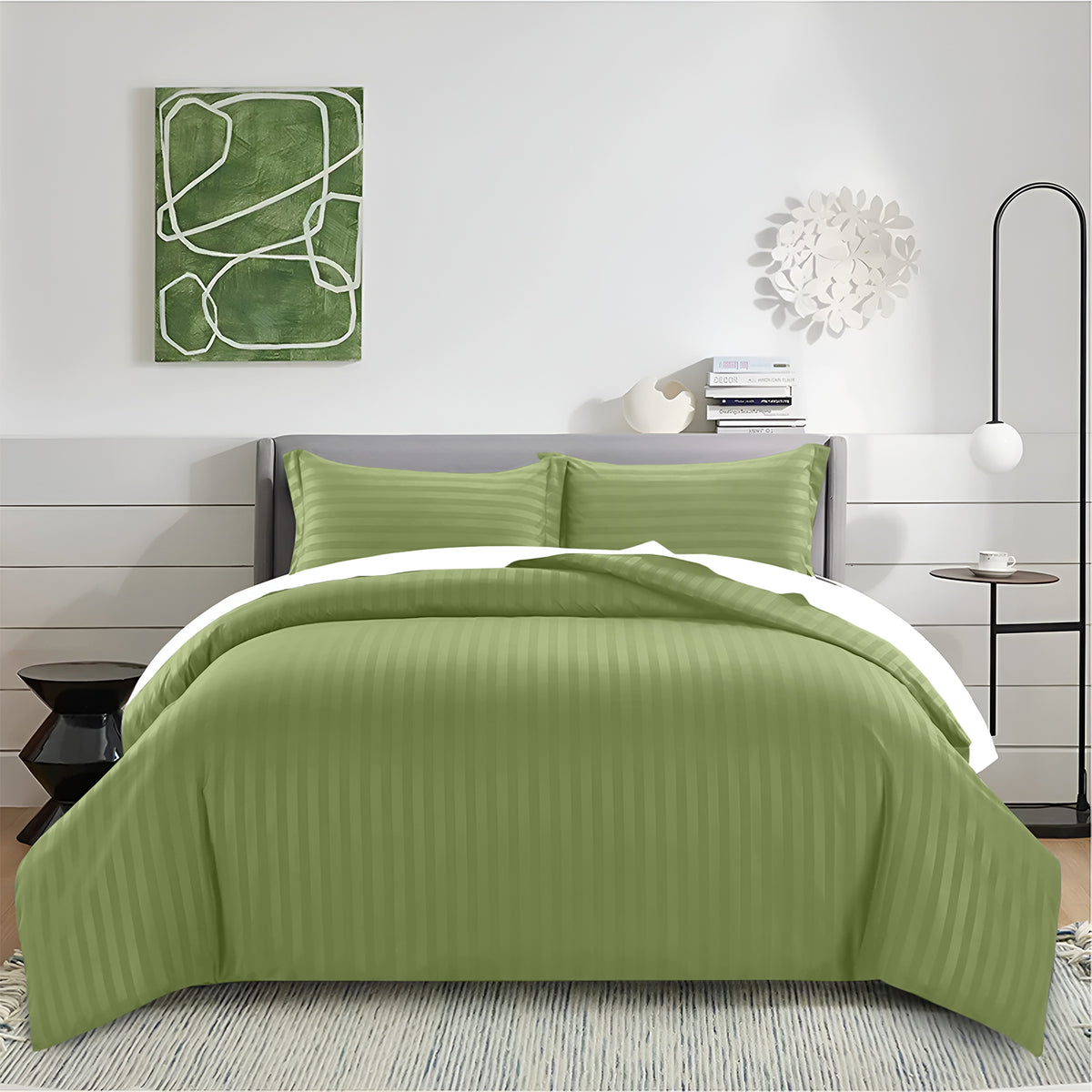 Satin Stripe Duvet Cover Set Luxury Hotel Style Bedding Single Double King Super King Size