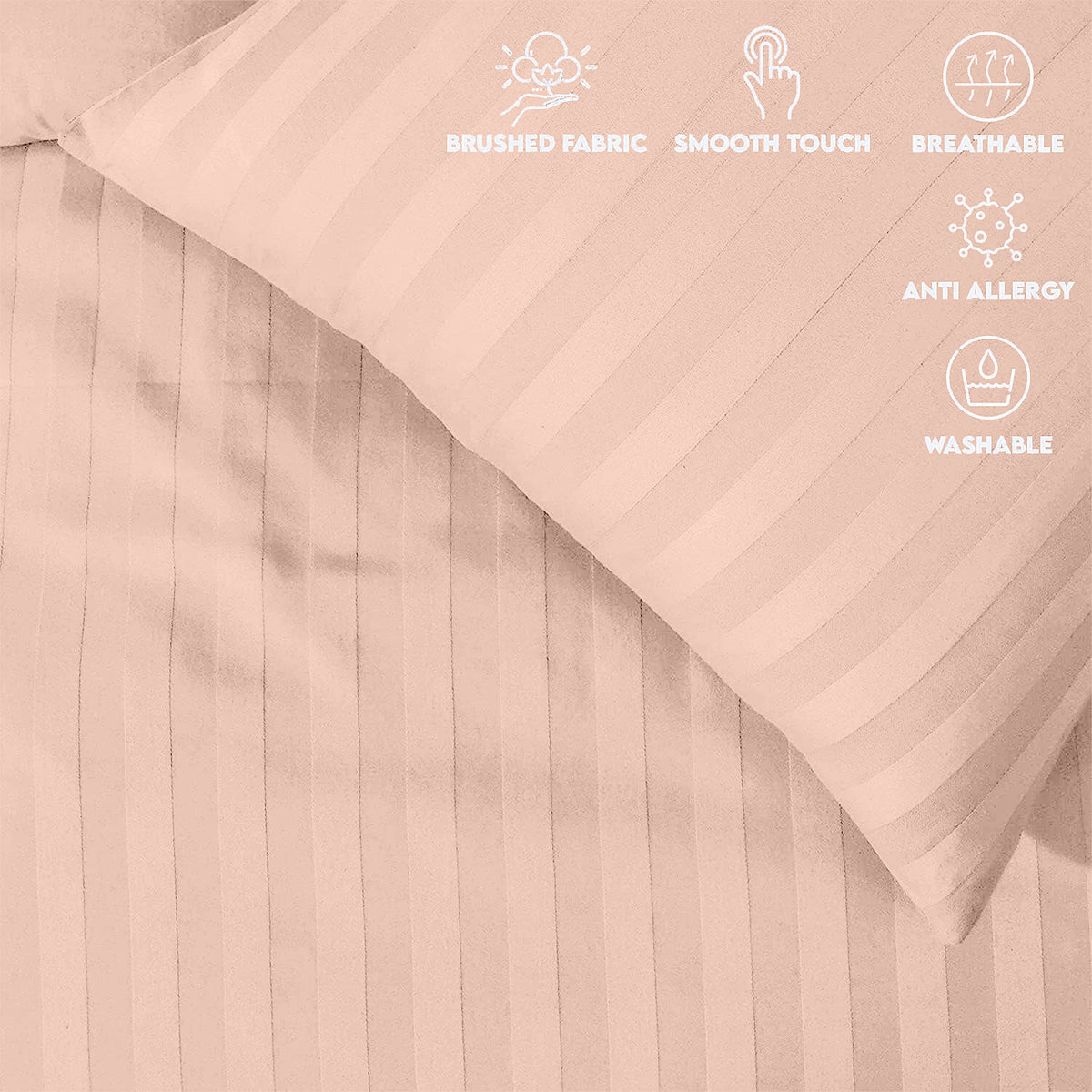 4 Piece Stripe Bedding Set - Duvet Cover, Pillowcases & Fitted Sheet