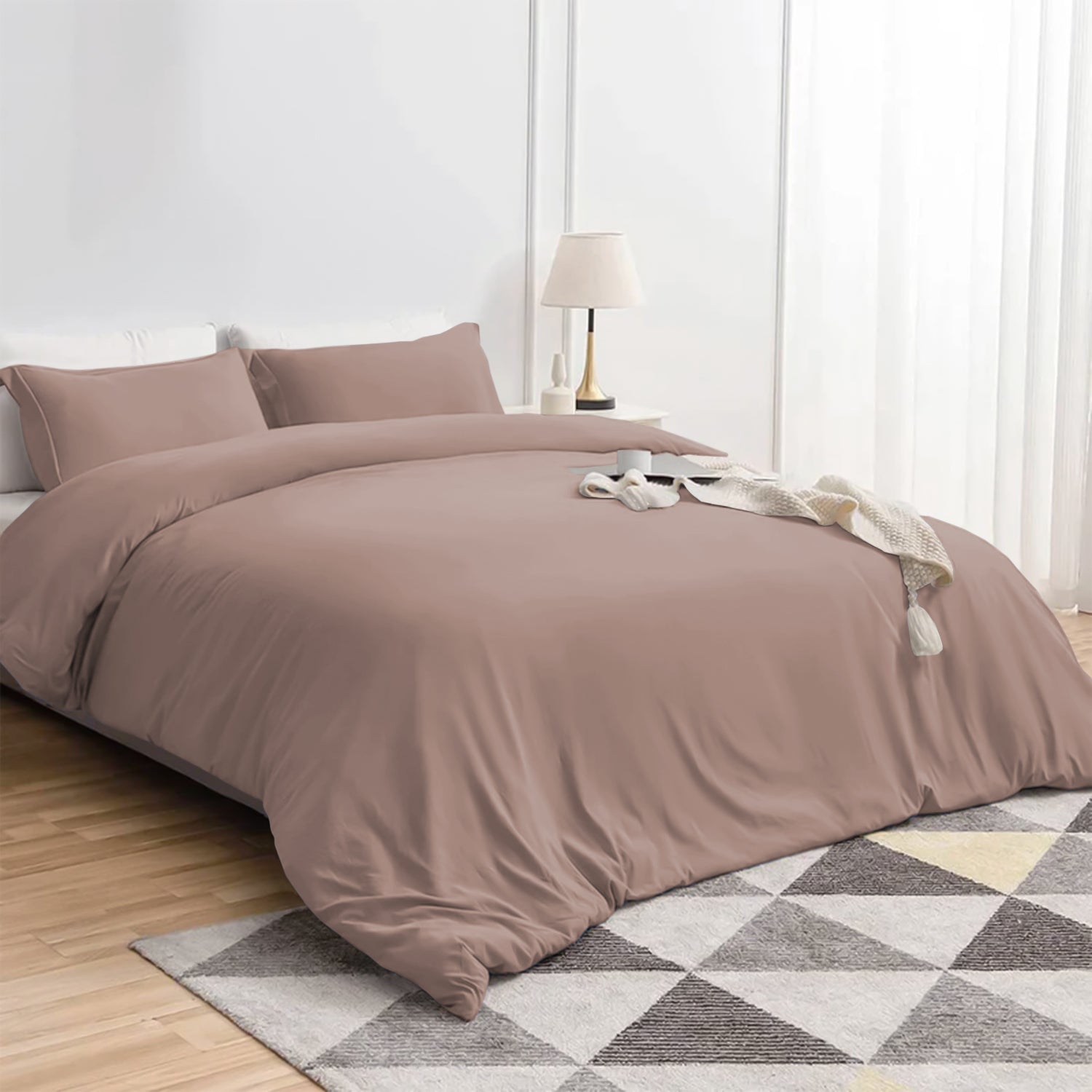 Plain Duvet Cover with Pillowcase Set