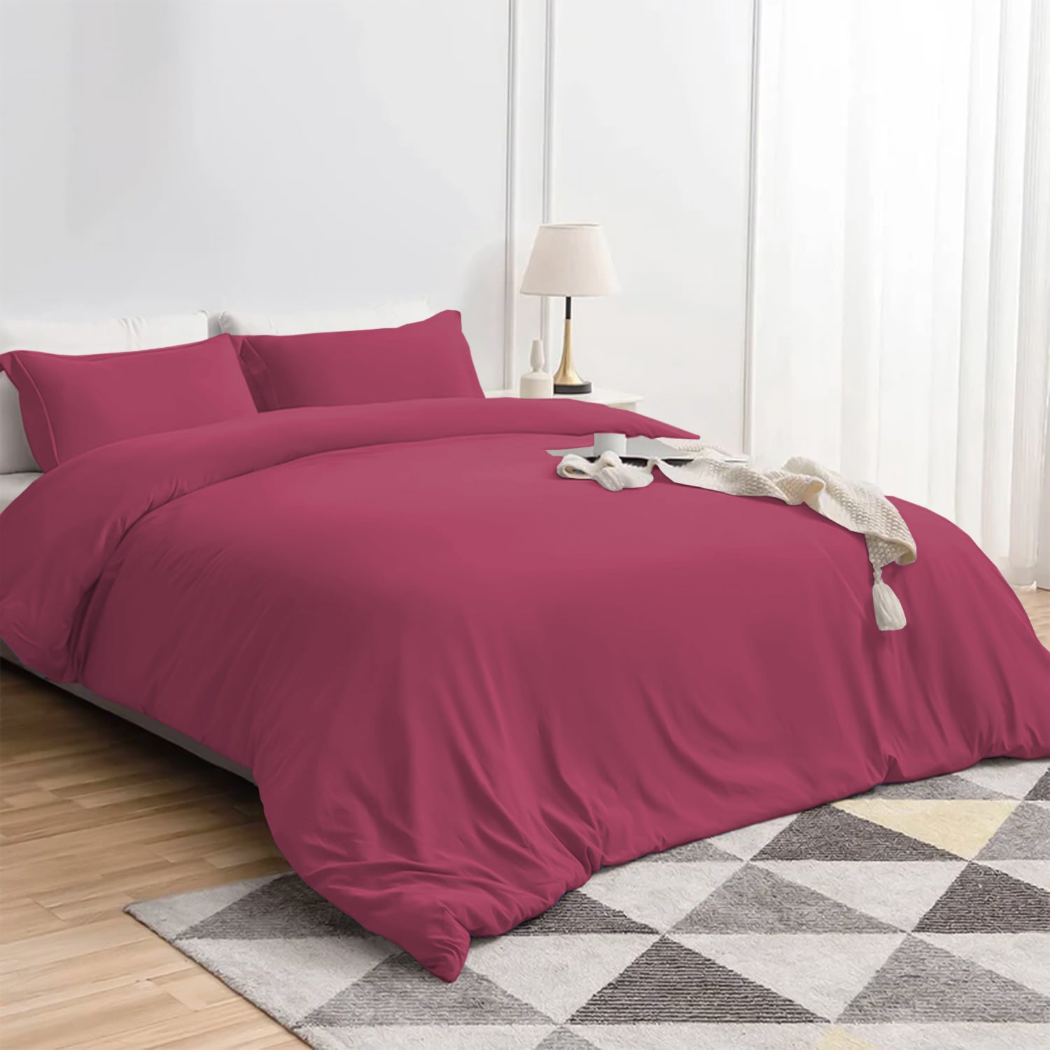 Plain Duvet Cover with Pillowcase Set