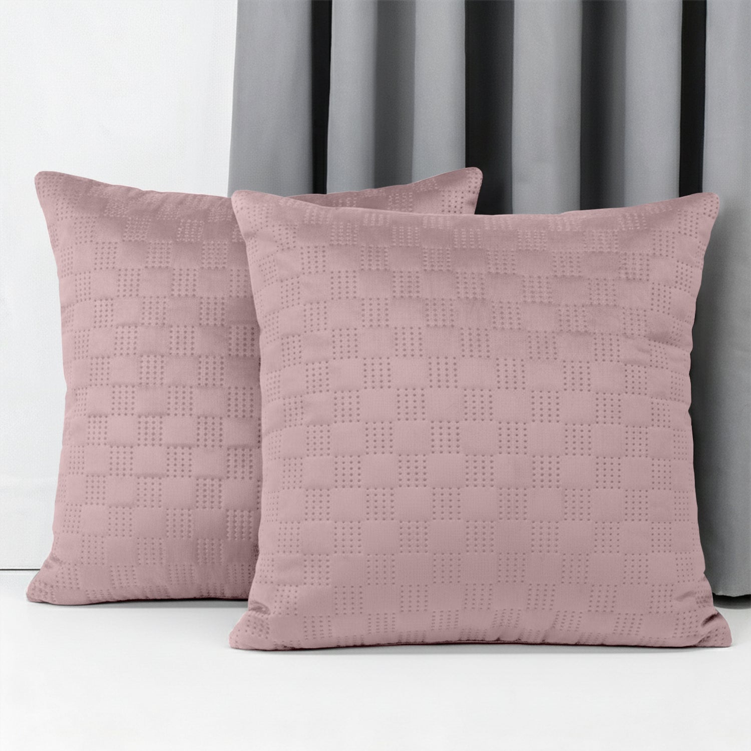 Checked Pattern Velvet Cushion Covers – Pack Of 2