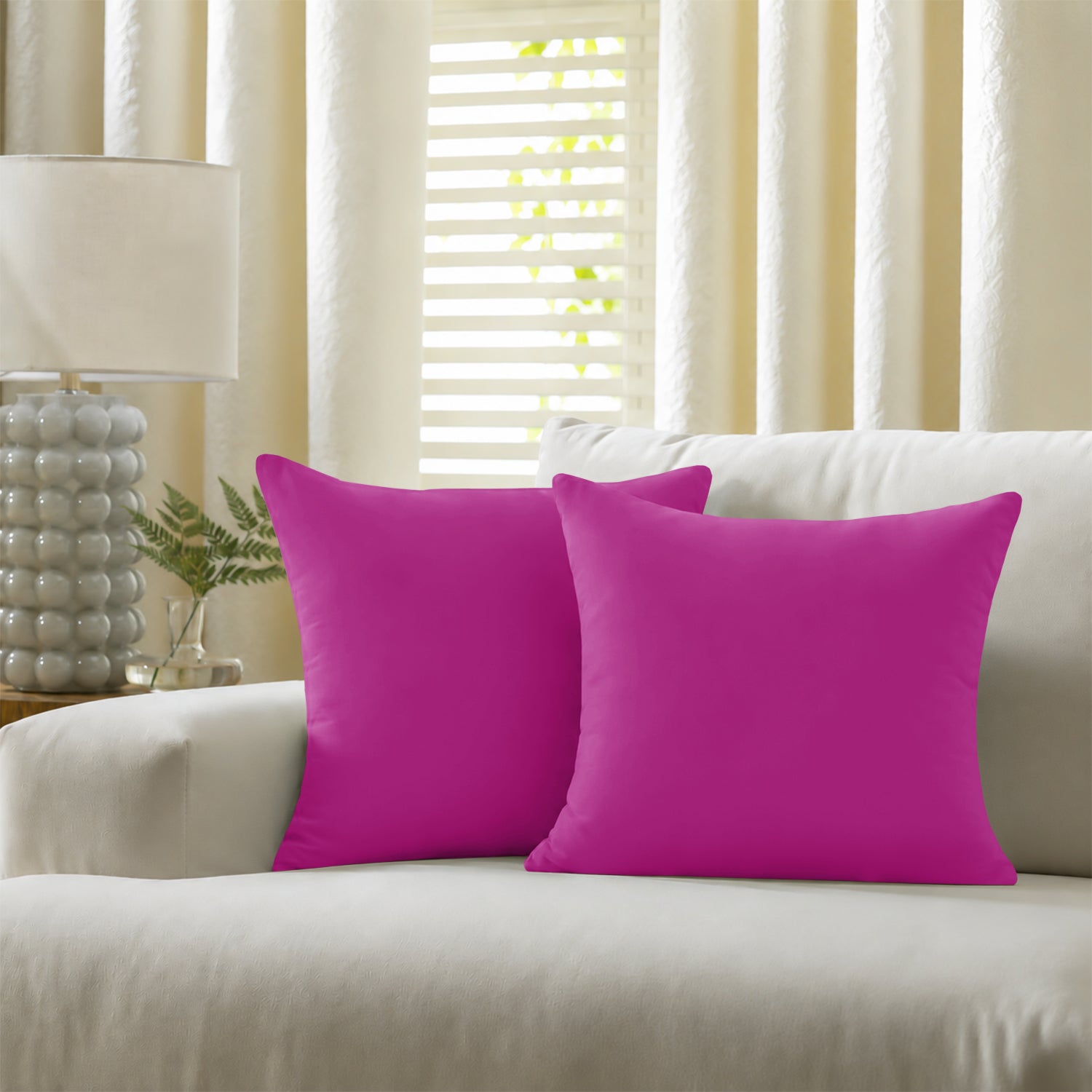 Pair of Microfibre Plain Cushion Covers for Bed & Living Room