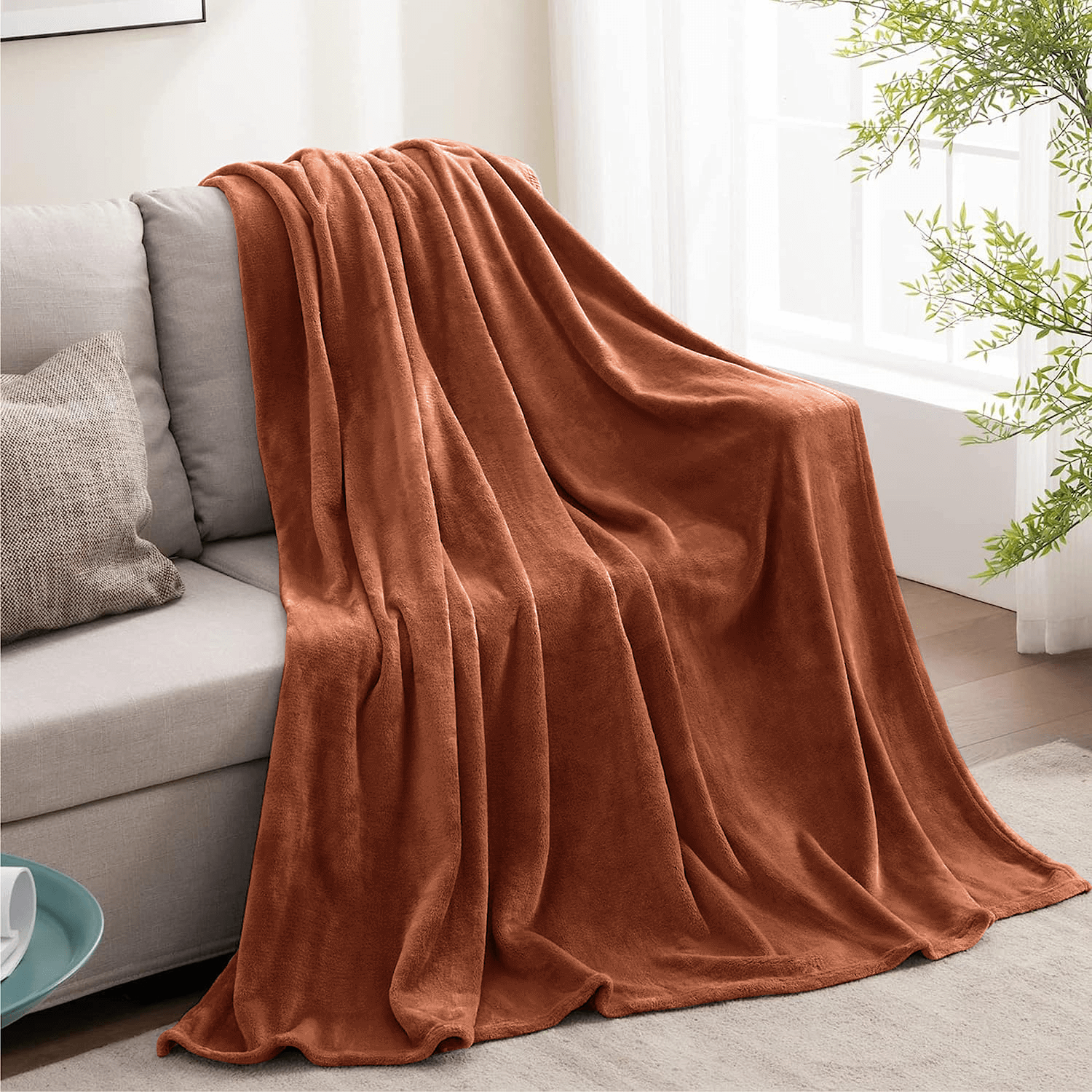 Rust Fleece Throw Blanket