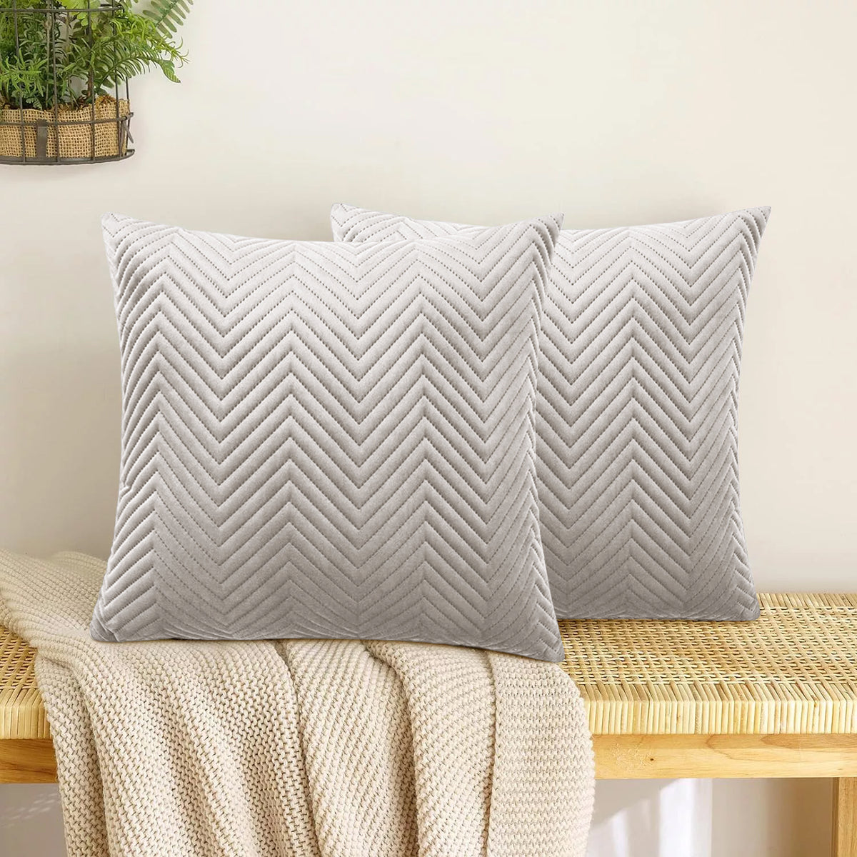 Pack Of 2 Quilted Embossed Cushion Covers