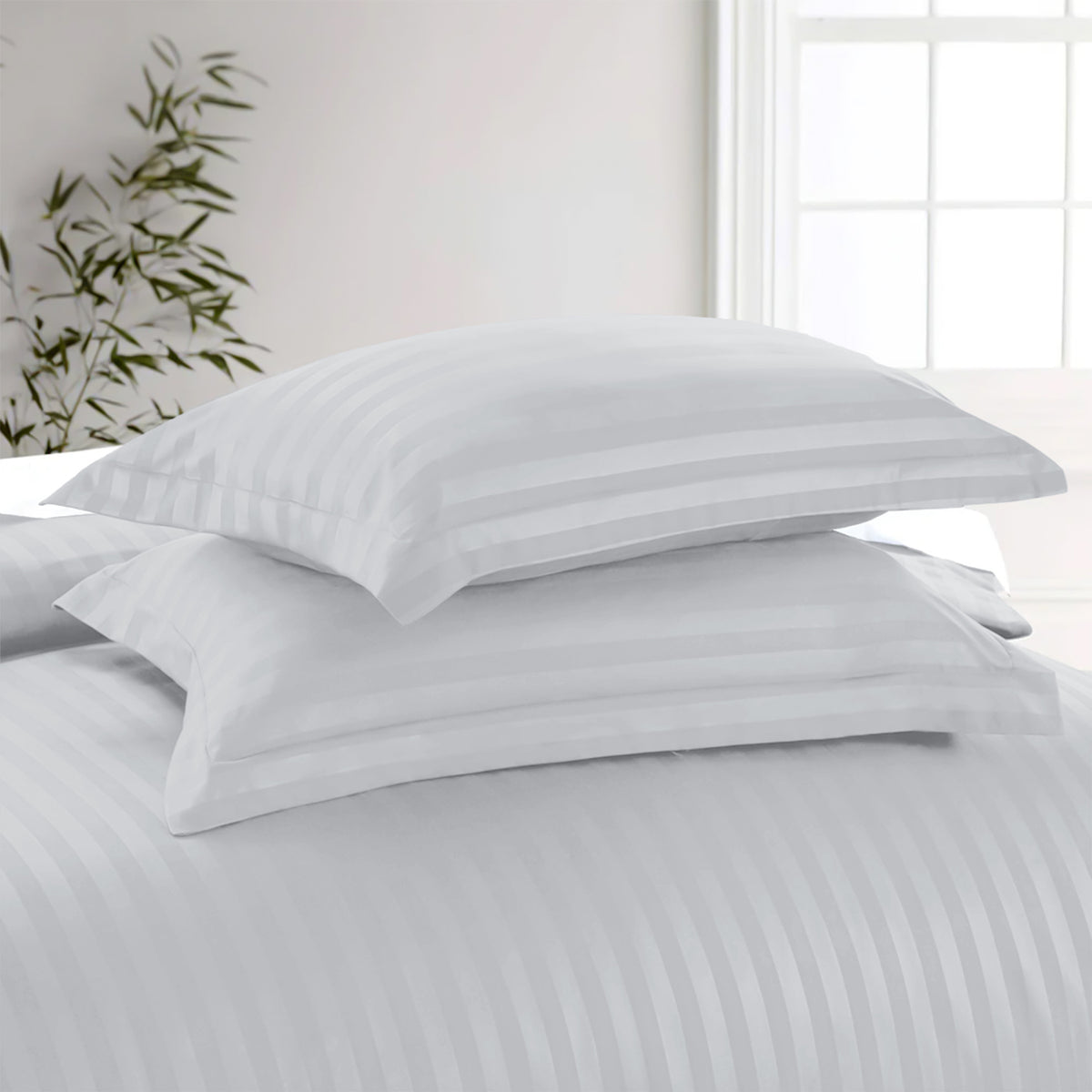 Satin Stripe Duvet Cover Set Luxury Hotel Style Bedding Single Double King Super King Size