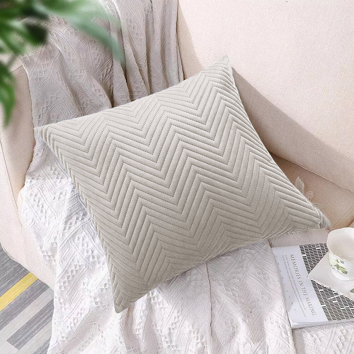 Pack Of 2 Quilted Embossed Cushion Covers
