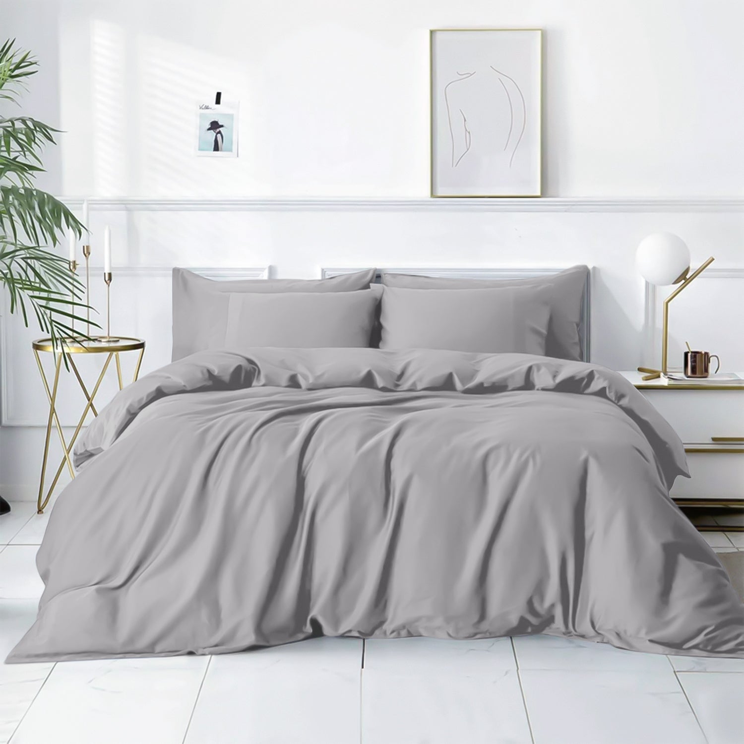 Plain Duvet Cover with Pillowcase Set