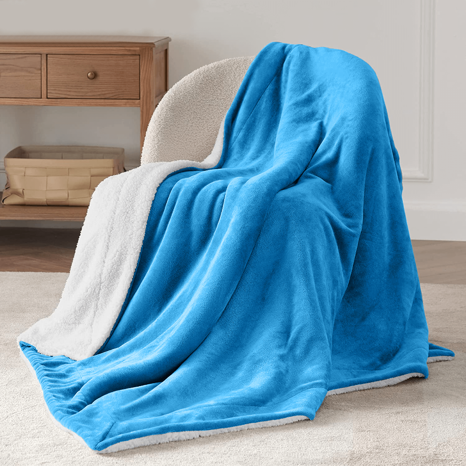 Light Blue Sherpa Throw Blanket