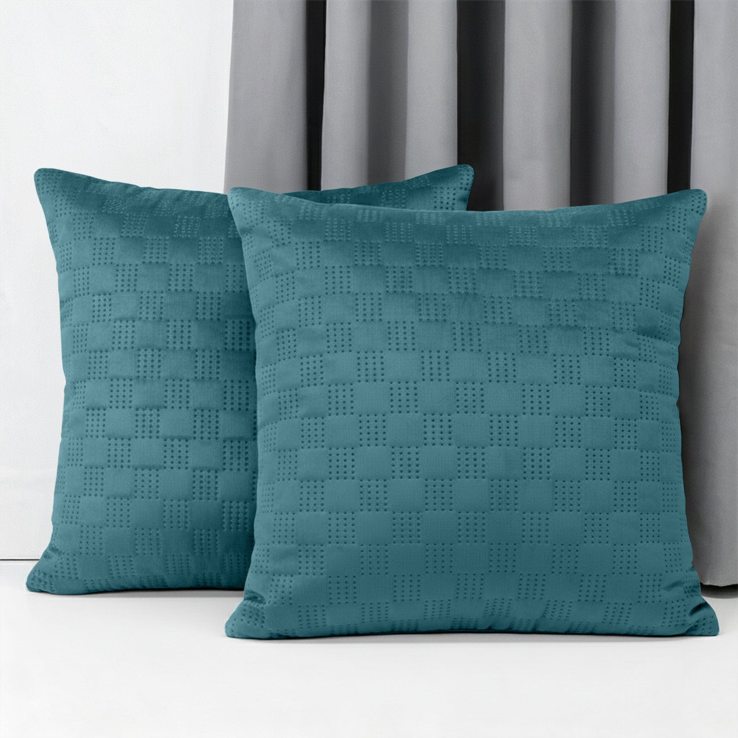 Checked Pattern Velvet Cushion Covers – Pack Of 2