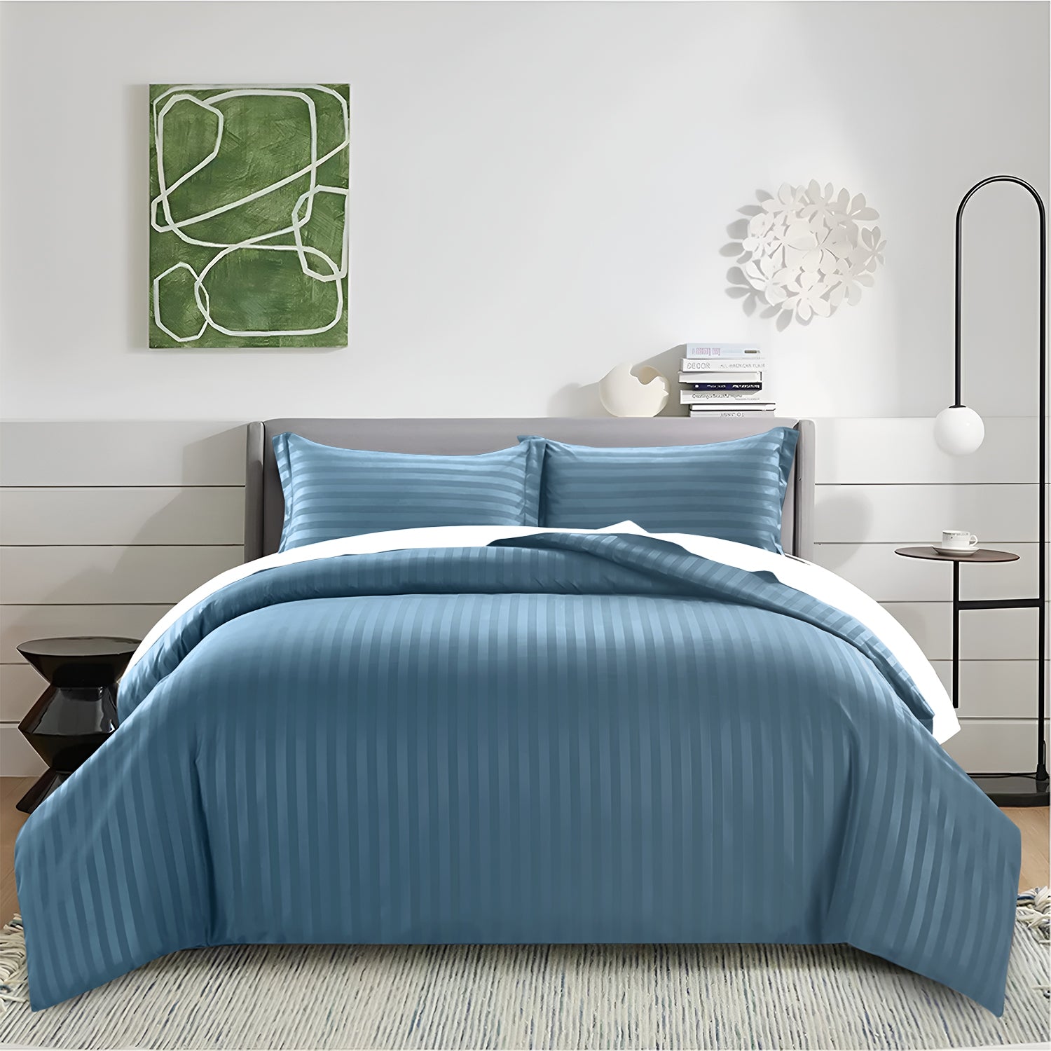 Satin Stripe Duvet Cover Set Luxury Hotel Style Bedding Single Double King Super King Size