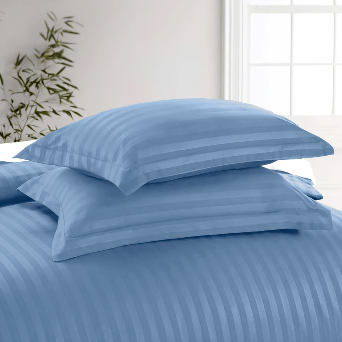 Satin Stripe Duvet Cover Set Luxury Hotel Style Bedding Single Double King Super King Size