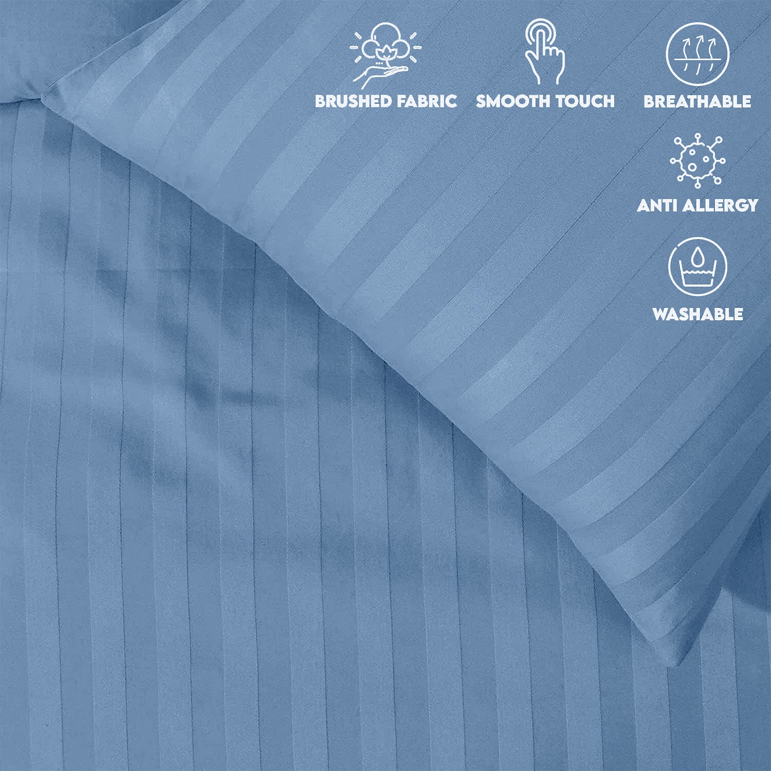4 Piece Stripe Bedding Set - Duvet Cover, Pillowcases & Fitted Sheet