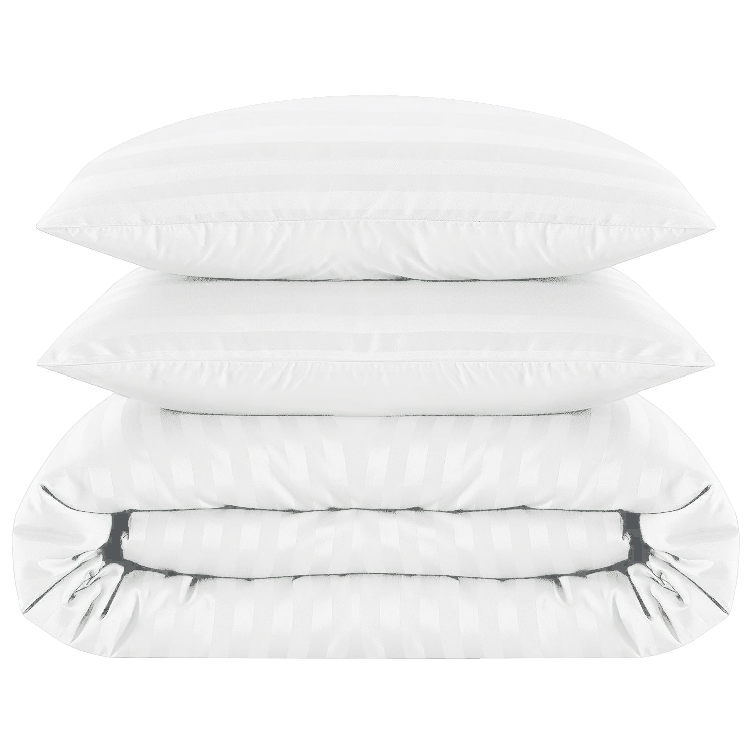 4 Piece Stripe Bedding Set - Duvet Cover, Pillowcases & Fitted Sheet