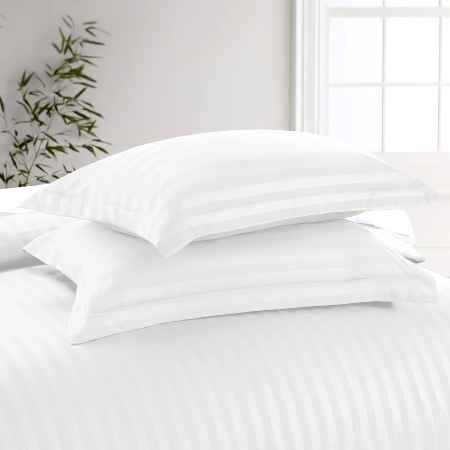 Satin Stripe Duvet Cover Set Luxury Hotel Style Bedding Single Double King Super King Size