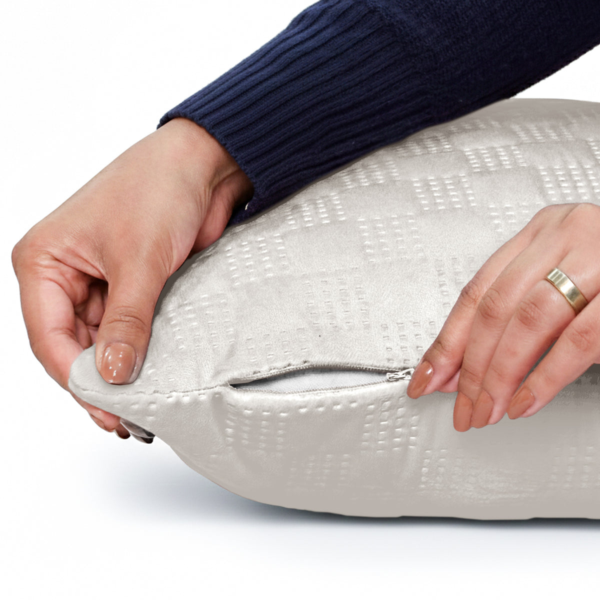 Checked Pattern Velvet Cushion Covers Pack Of 2