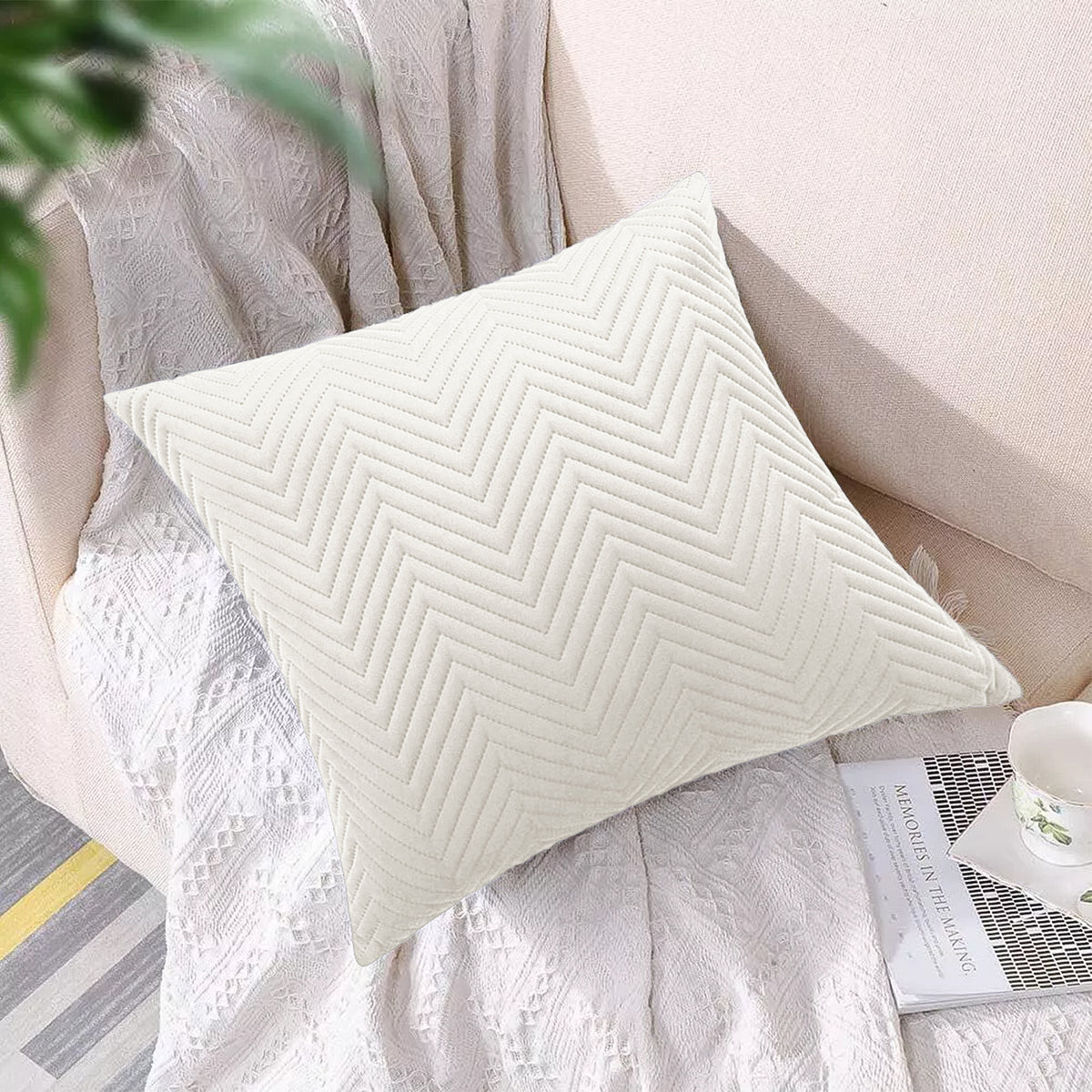 Pack Of 2 Quilted Embossed Cushion Covers