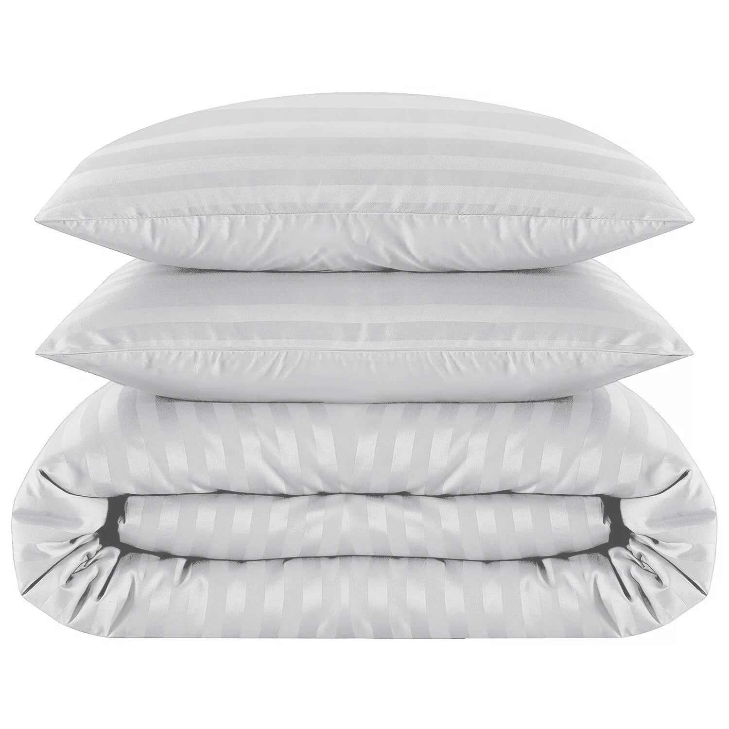 4 Piece Stripe Bedding Set - Duvet Cover, Pillowcases & Fitted Sheet