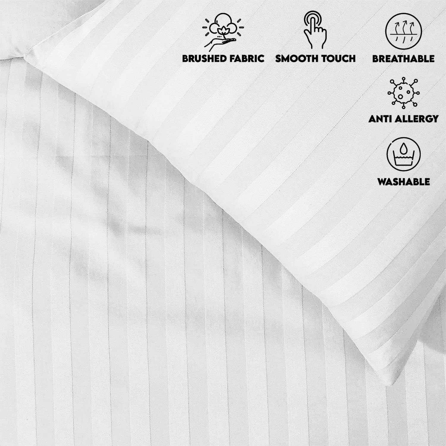4 Piece Stripe Bedding Set - Duvet Cover, Pillowcases & Fitted Sheet