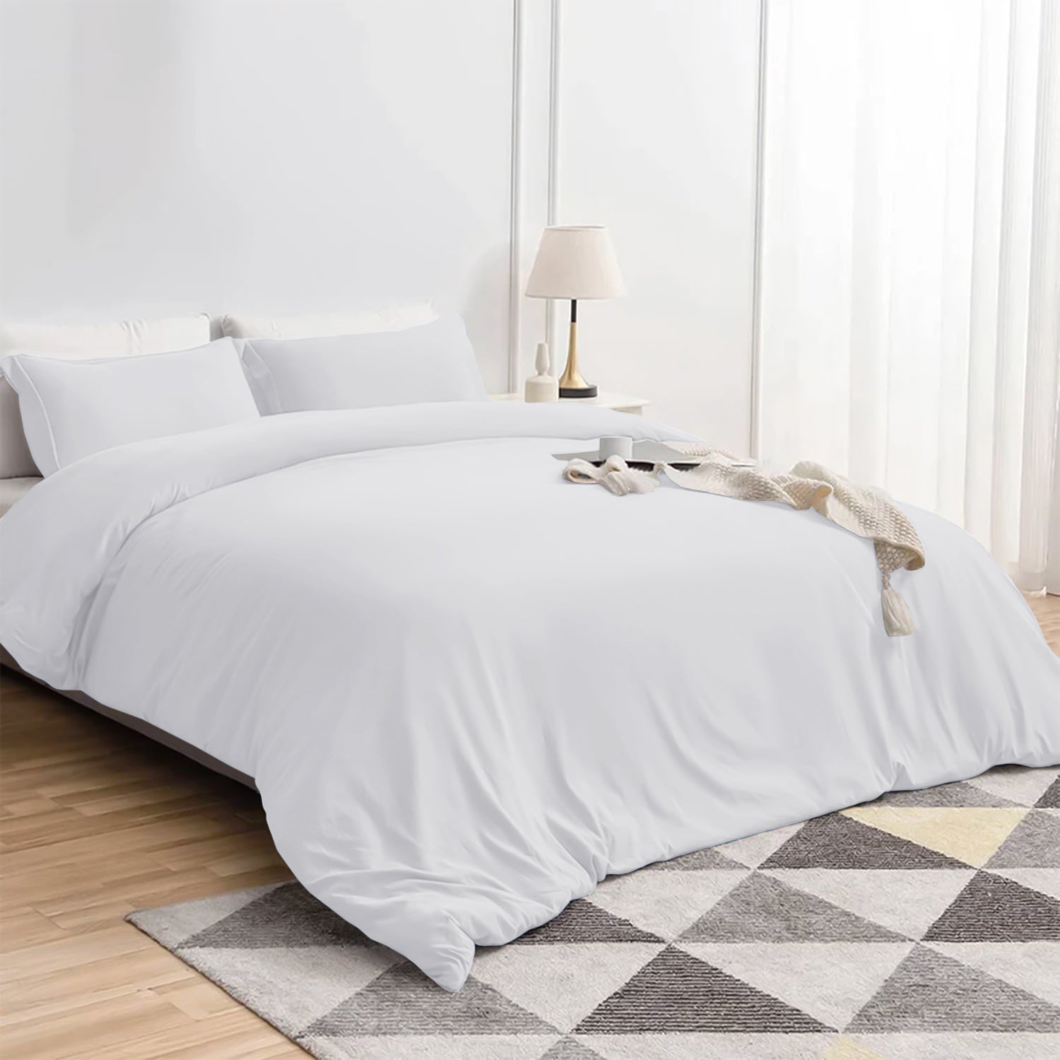Plain Duvet Cover with Pillowcase Set