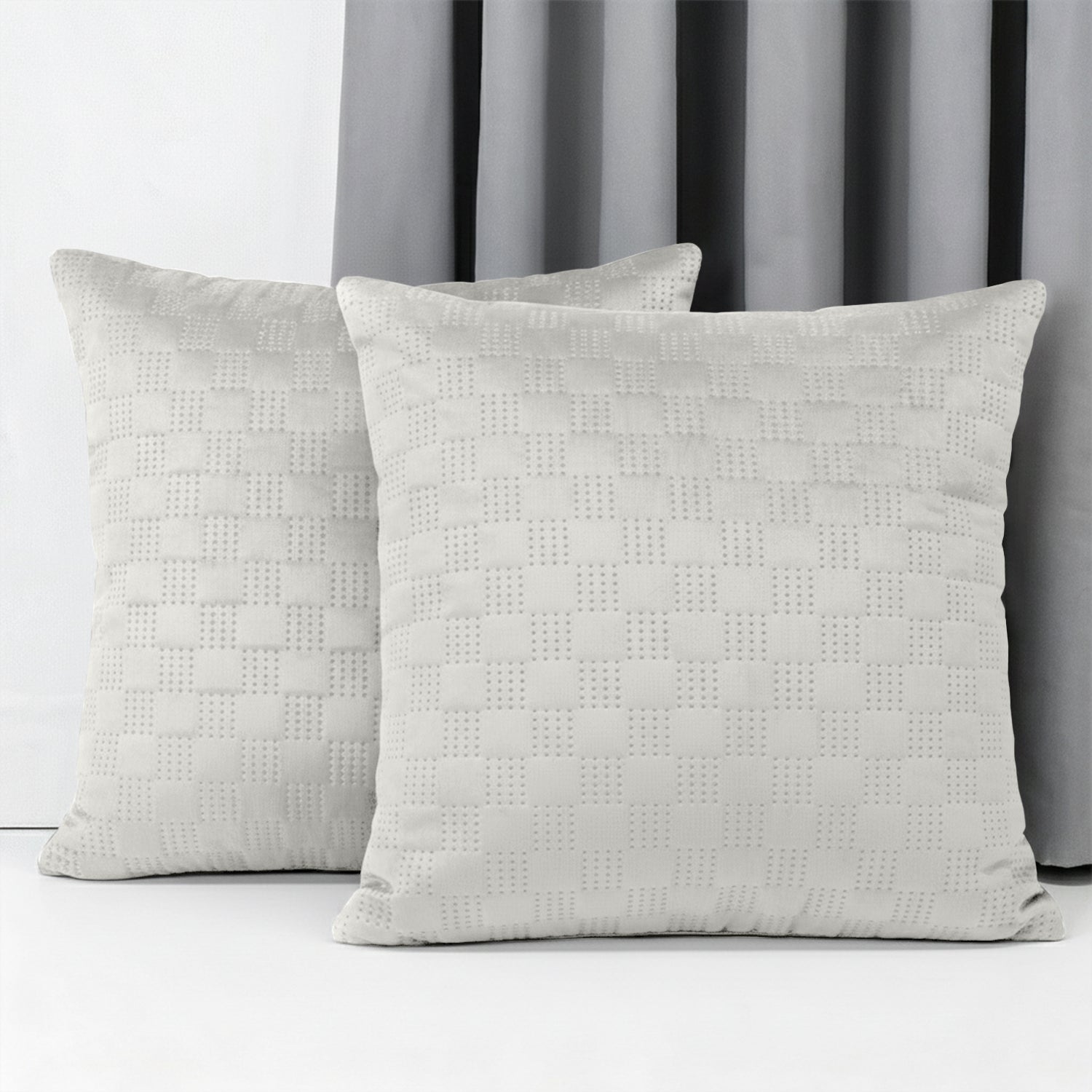 Checked Pattern Velvet Cushion Covers – Pack Of 2