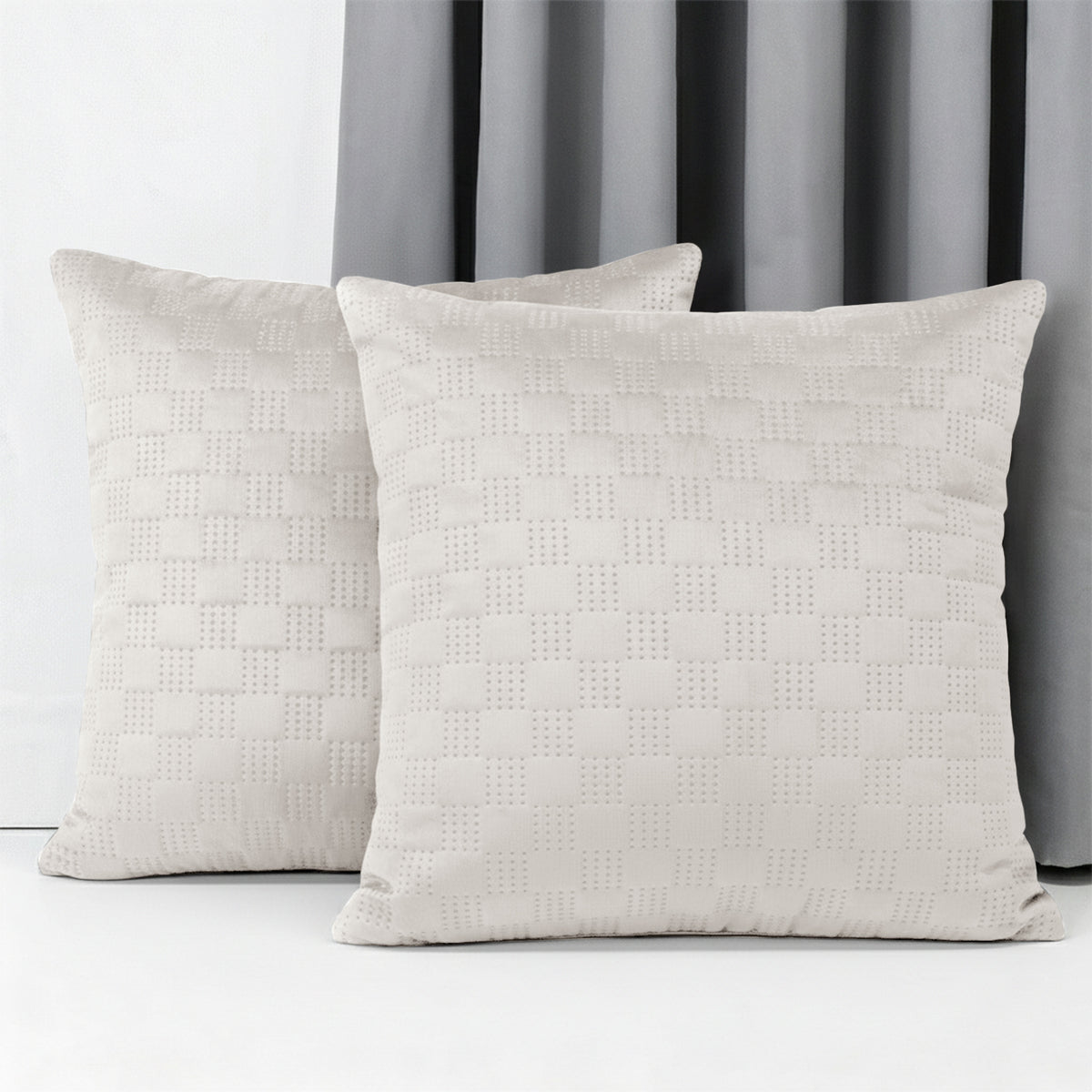 Checked Pattern Velvet Cushion Covers Pack Of 2