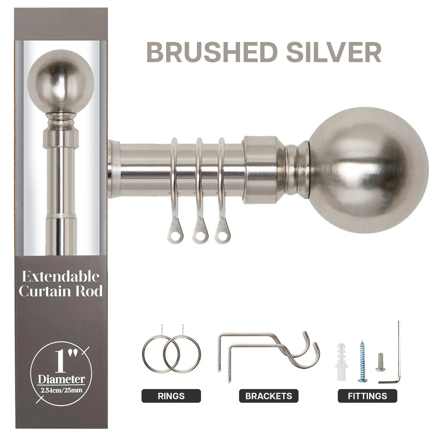 Extendable Curtain Poles & Holdbacks  Adjustable Metal Curtain Pole Set