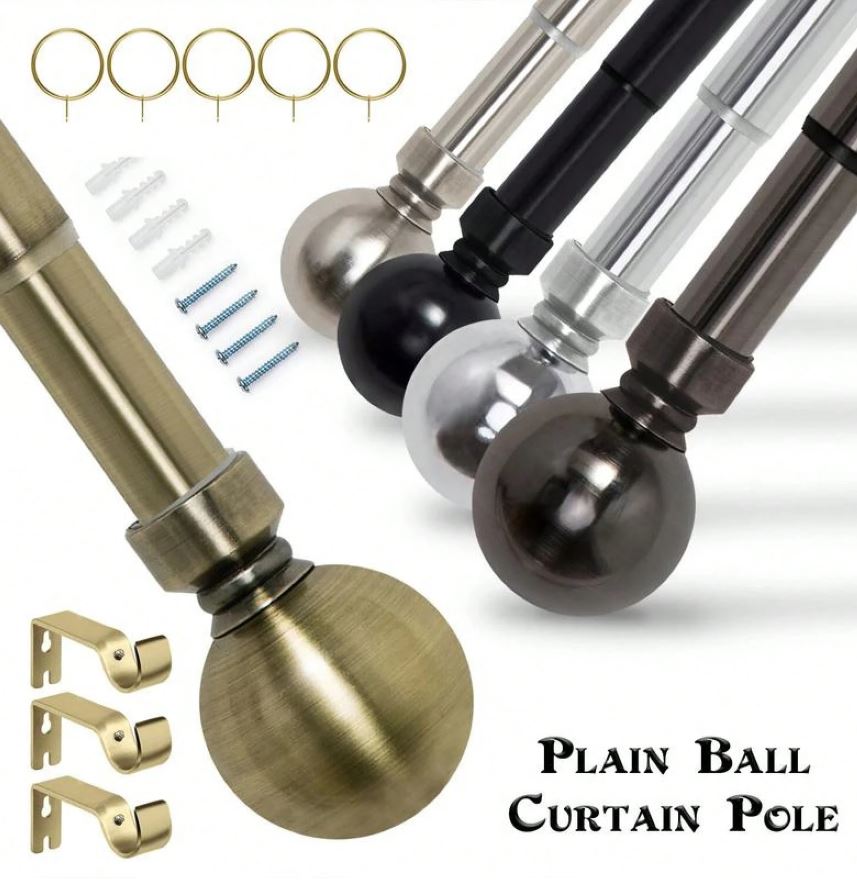 Extendable Curtain Poles & Holdbacks – Adjustable Metal Curtain Pole Set