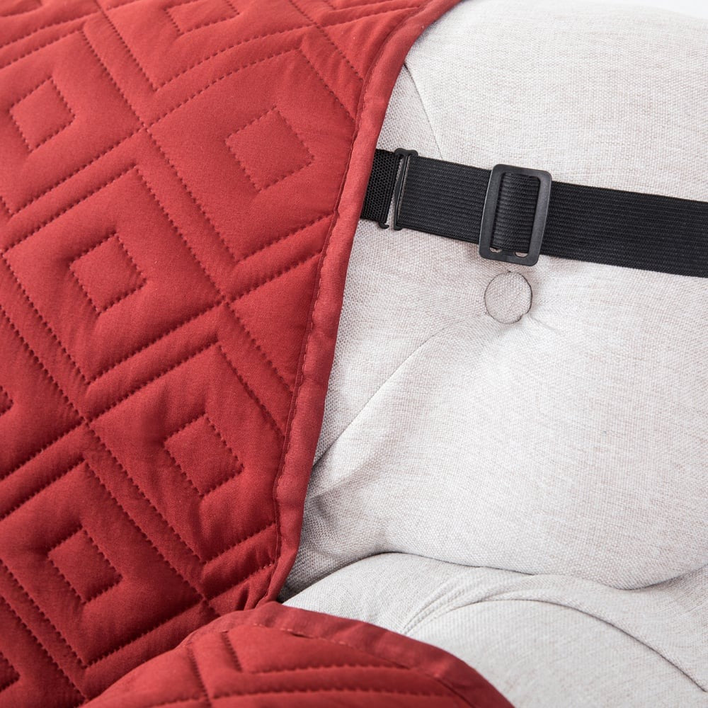 Burgundy / Beige Waterproof Sofa Cover